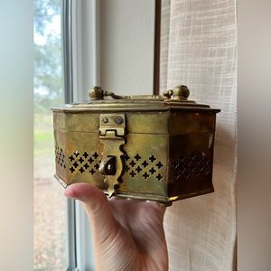 Mughal Indian Brass Pierced Incense Box